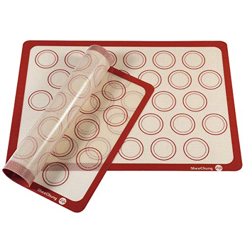 Macaron Mat Pastry Mat Silicone Baking Mats Non-stick for Macaroon/Pastry/Cookie/Bun/Bread Silicone Baking Sheet Liners - 2 Pack