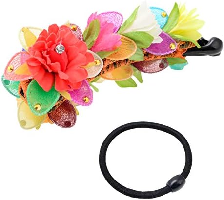 Monalisa Enterprise Banana clip(clutcher) multi-coloured.With this clip, 12 hair bands(ponytail holder) ABSOLUTELY FREE. (Combo of 13, ME_080)
