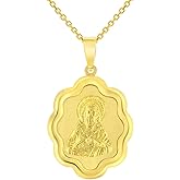 Jewelry America 14k Yellow Gold Sacred Heart of Jesus Christ On Elegant Miraculous Medal Pendant Necklace