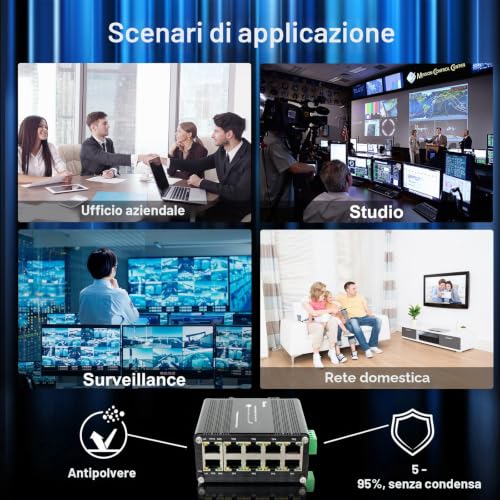 Industrial Ethernet Switch 10 Port Gigabit Ethernet Splitter 10/100/1000Mbps 10 x RJ45 Ports Plug & Play for PC NAS Server Router Monitor Game Console