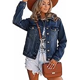 Jeans Jacket for Women - Regular Fit Button Down Women's Denim Jackets Trucker - Long Sleeves Jean Jacket Women 100% Cotton