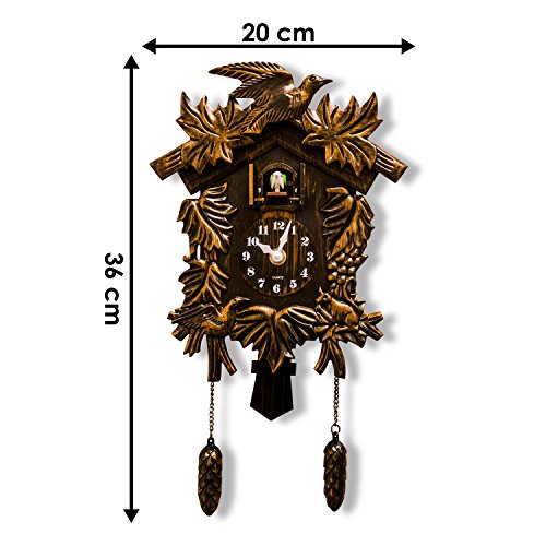 WALPLUS Chiming Classic Brown Vintage Cuckoo Wall Clock Hanging Bird
