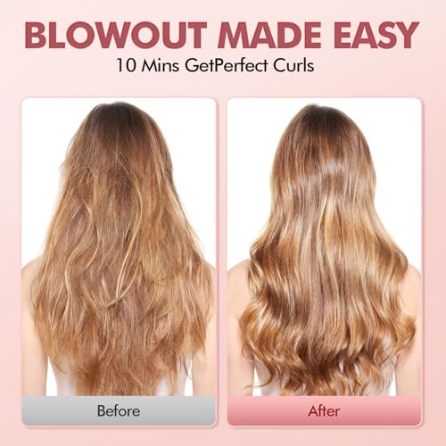 Dovza Blowout Boost Thermal Brush - 1.5 Inch Thermal Brush & Curling Iron for Voluminous Blowout, Dual Voltage, Ceramic Tourmaline & Negative Ion, 5 Heat Settings