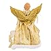 Kurt Adler UL 10-Light 12-Inch Gold Dress Angel Treetop