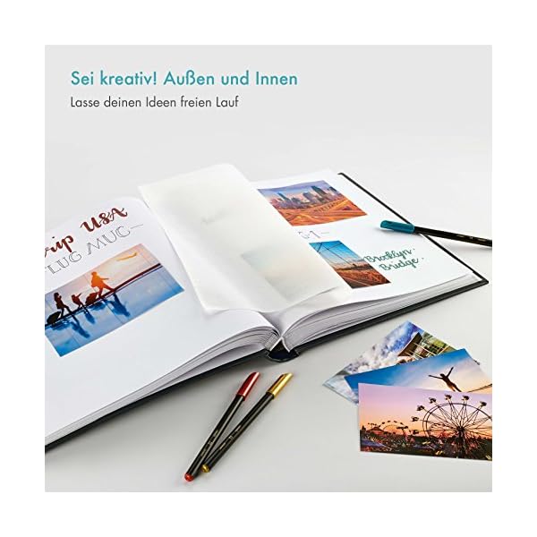 Fotoalbum XXL I Album 2er Pack zum Selbstgestalten (30x30 cm) I je 400 Bilder zum einkleben in 10x15 Format I schwarz – Bild 7