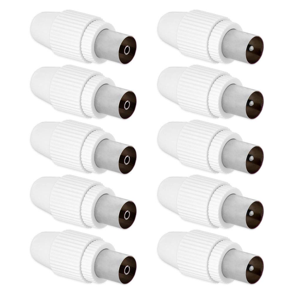 TV Coaxial Cable Connectors, Plug Sockets (5x Male + 5x Female, Antenna Plug + Antenna Socket)