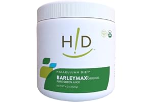 THE HALLELUJAH DIET Hallelujah Diet Organic BarleyMax - Barley and Alfalfa Grass Juice Powder, Original, 4.2oz (30 Day Supply)