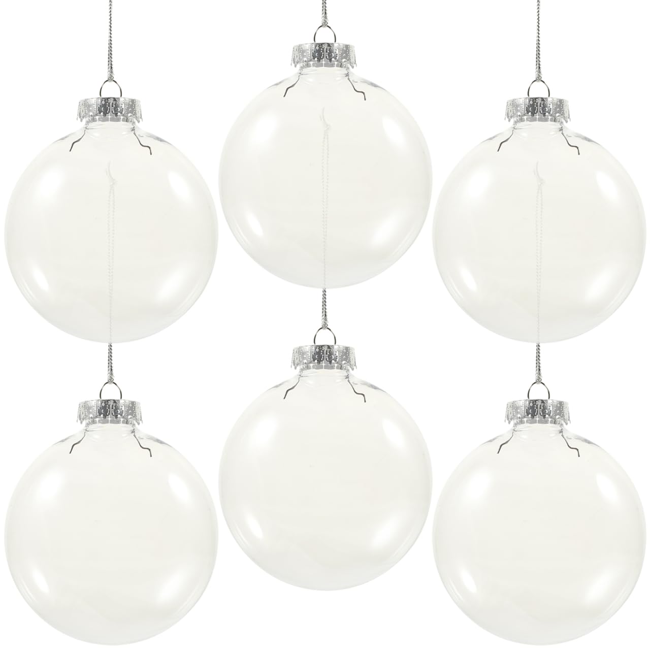 6PCS Christmas Clear Baubles Xmas Fillable Baubles Ornament for Wedding Christmas Tree Home New Year Plastic 10cm
