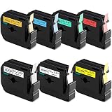 Replace P-Touch Tape MK131 MK231 MK431 MK531 MK631 MK731 MK831 Label Tape Compatible Brother P Touch PT-M95 PT65 PT70, 0.47 Inch x 26.2 Feet, 7 Pack(Black on Clear White Red Blue Yellow Green Gold)