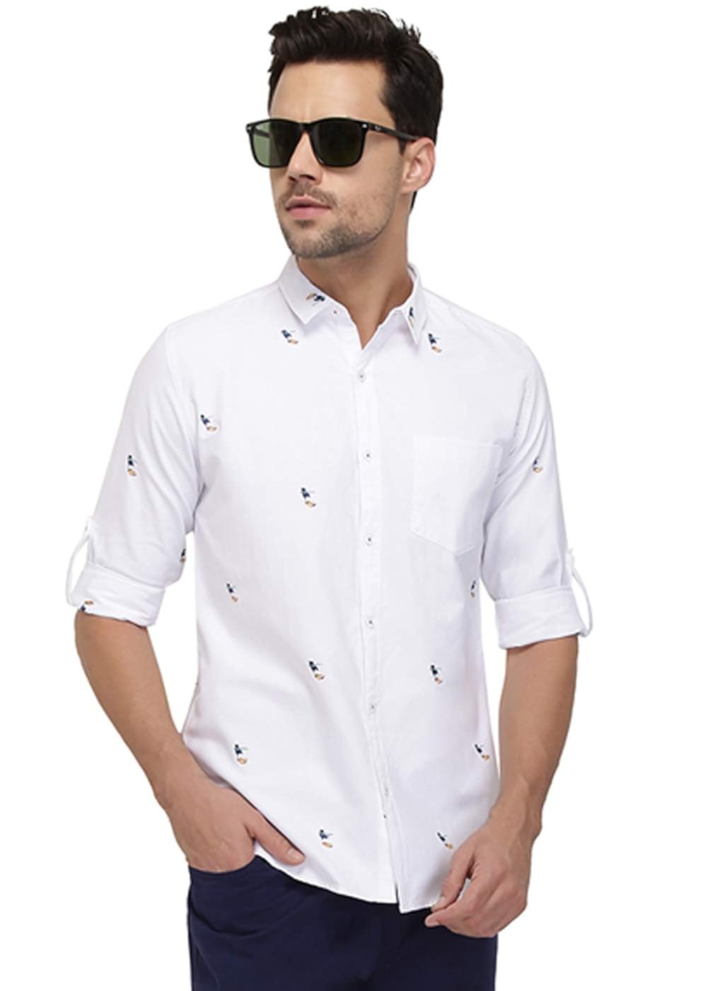 mens slim fit casual white shirt