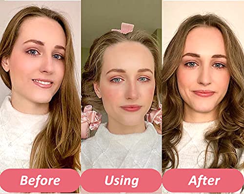 Heatless Hair Curling Rod Headband for Long Medium hair,DIY No Heat EVA Hair Curler,Soft Foam Hair Rollers,Curling Ribbon and Flexible Rods(Pink)