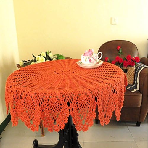 YGUII Red and Green Round Handmade Crochet Pineapple Flower Lace Tablecloth Doily 90cm (10, 90cm)