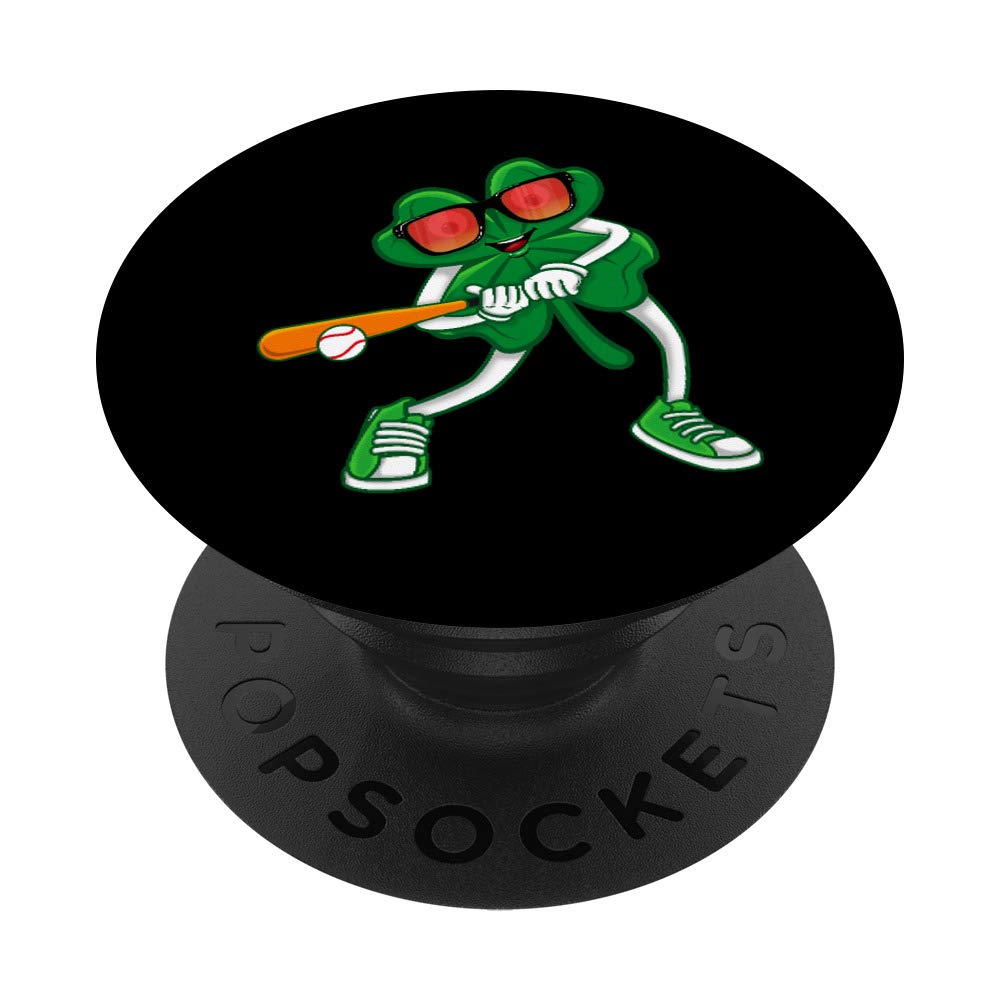 Baseball Pitcher Boys St Patricks Day Lucky Shamrock Bat Kid PopSockets PopGrip: Swappable Grip for Phones & Tablets