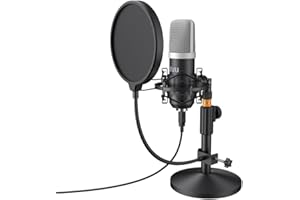 USB Podcast Microphone Kit,uhuru Professional 192KHZ/24Bit Condenser Streaming Cardioid Computer Microphone Compatible with P