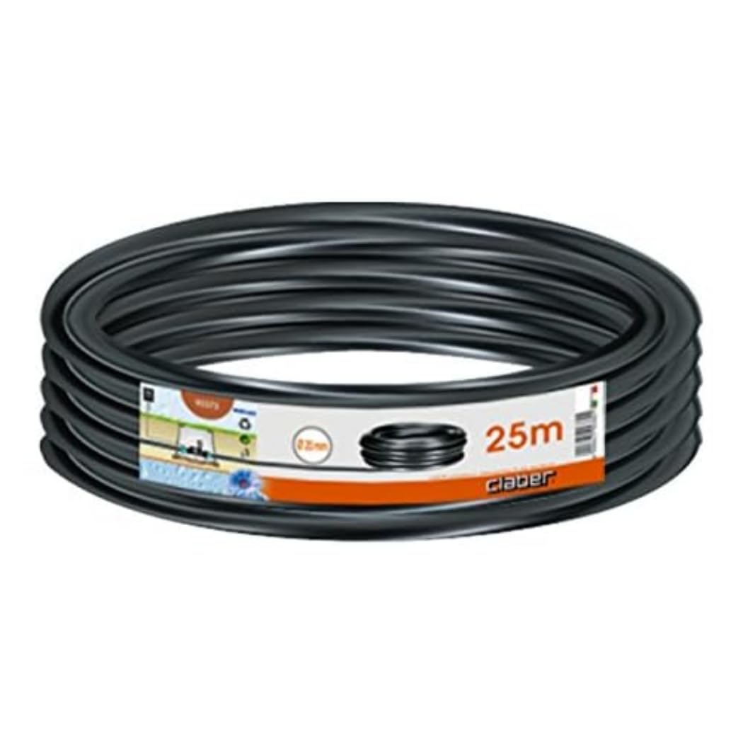 Claber PN6 Polyethylene Tube for Compression Fittings, Black/Orange/Grey