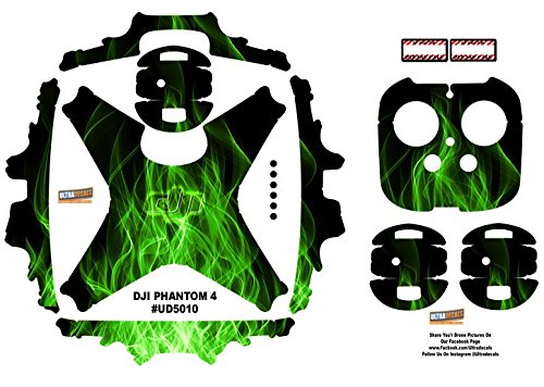 Green Fire DJI Phantom P4 Skin Wrap Decal Sticker Vinyl Ultradecal Skinz