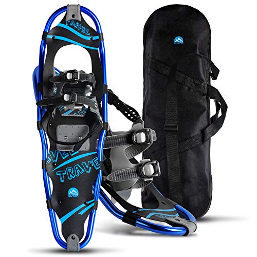 OUTON 21/25/30 Inches Light Weight Snowshoes for Women Men Youth Kids, Aluminum Terrain Snow Shoes with Carrying Tote Bag (30'')