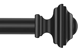 JRZOO Black Curtain Rods 48 to 84 Inches(4-7 Feet),Decorative 3/4 Inch Diameter Drapery Rod Set with Square Finials,Size:36''-88'',Matte Black