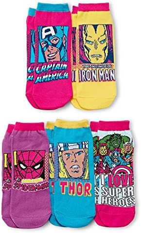 Marvel Comics Womens Socks (Thor, Spiderman, Hulk, Captain America, Iron Man) - 5 Pair Pack