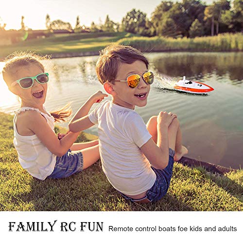 DeXop Remote Rc Boat H800 Rc Boat with High Speed Radio Remote Control Electric Racing Boat for Children, Adults-Orange (Only Works in Water) - Thumbnail 4