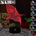 3D Illusion Animal Shark Remote Control LED Desk Table Night Light Lamp 7 Color Touch Lamp Kiddie Kids Children Family Holiday Gift Home Office Childrenroom Theme Decoration by HUI YUAN