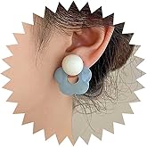 Iaceble Vintage Blue Flower Stud Earrings Acrylic Floral Earrings Daisy Flower Earrings Resin Blossom Earrings White Button Earrings Jewelry for Women