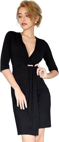 Amazon Ryuyu リューユ キャバドレス ワンピース Dayspiece 膝丈 韓国ドレス ストレッチ ワンカラー レディース ワンピース チュニック 通販