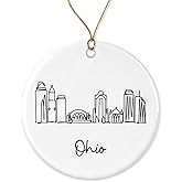 OystersPearl Ohio Skyline Christmas Ornament - Ohio State Ornament - Ohio Cityscape Decoration - Ohio Lover Gift Printed on Both Sides