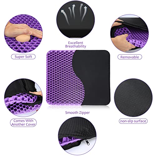 SUPTEMPO Purple Gel Seat Cushion for Office Chair, Cars, Long Trips，Back, Sciatica, Hip