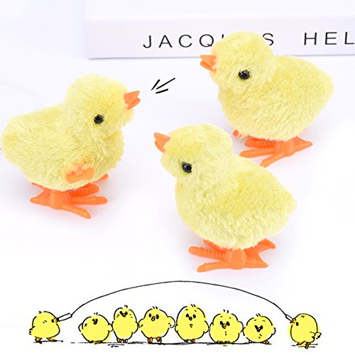 3 otters Wind Up Toy, Easter Toy Wind-Up Jumping Chicken Plush Chicks Toys Novelty Toys for Party Favors , Yellow, 12 PCS