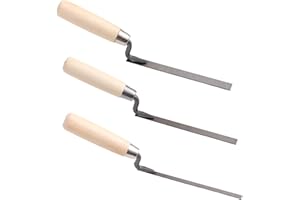 3pcs Tuck Pointer Trowel Set with Wood Handle, 1/4" 3/8" 1/2" Sizes Mortar Repair and Masonry Tools for Tuck Pointing Brick J