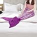 LANGRIA Mermaid Tail Blanket for Adults and Children Soft Warm All Season Snuggle Sleeping Life-Like Little Mermaid Glittering Flannel Throw Blanket for Bed Sofa Couch (60 x 25 inches, Dark Purple)