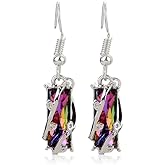 QLUYCKW Crystal Teardrop Drop Dangle Earrings Cubic Zirconia Rainbow Crystal Earrings for Women Cubic Bohemia Fashion Earring Jewelry Love
