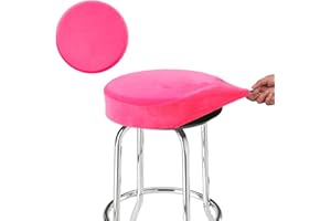 SINOSSO Bar Stool Cover, Super Soft Velvet Dia.11-13" Round Stretchy Washable Dustproof Slipcover for Upholstered Furniture (S, Hot Pink,1 Count)