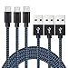 Type C Cable, AOKER 3 Pack 3ft(1m) [New] Nylon Braided Fast Type C Charging Cord for Samsung Galaxy S8, S8 plus , ZTE Zmax Pro Z981, Google Pixel/Pixel XL, Nexus 6p, LG G6 (3ft(1m) Black Blue)