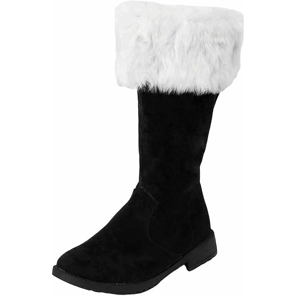 Bottes D'Halloween Pour Femme - Bottes De Combat Larges Avec Poignets En Peluche Blanche, Style Western Mi-Hautes - Idéales Pour Fêtes, Hiver Ou Déguisement Père Noël - 5