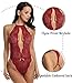 Avidlove Women Lingerie Bodysuit Lace Teddy One Piece Babydoll Sleepwear Wine Red Small