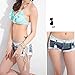 LOCOMO Sexy Mini Short Jeans Low Waist Fringed String Side Open Blue FFT225L