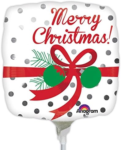 Anagram Merry Christmas Silver Dots Mini Foil Balloons on Sticks x 5