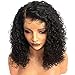 Inkach Afro Bob Wig for Black Women Short Kinky Curly Full Wigs Heat Resistant Synthetic Fiber Hair African Women Female Side Part Wig (Black)
