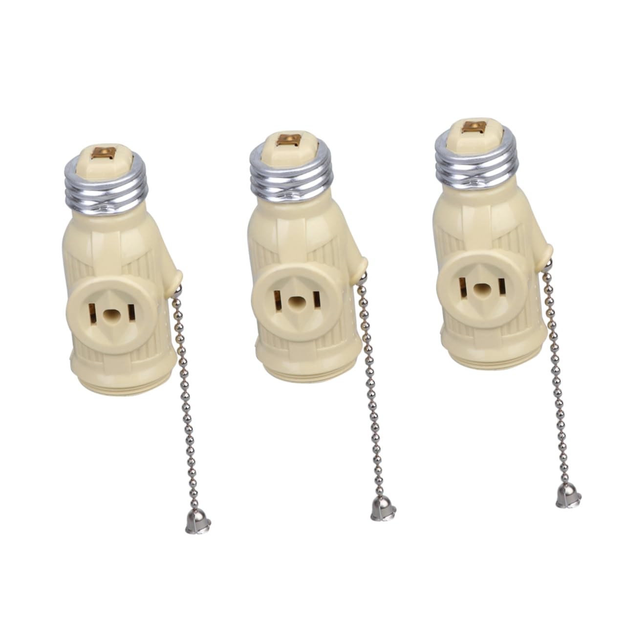 3 Pcs Lamp Bulb Holder Light Lamp Light Adapter with Pull Chain for Home Living Room Bedroom