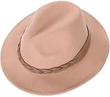 Simplicity Women's Wide Brim Wool Felt Trilby Fedora Hat with a Braided Band