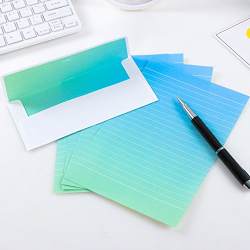MIAO JIN 64 Pcs Creative Gradient Color Stationery Paper Letter with 32 Envelope (Multi Colors) - Thumbnail 4