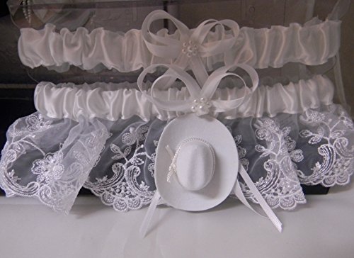Wedding Reception Western Hats 6 Psc Set Guest Book Pillow Basket (2) Garters