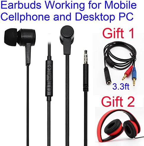 2018 3.5mm Extended Long Audio Cable Adapter Wired Stereo Earbuds Deep Bass - Over on Ear Headphones with MIC for PC Computer, iPhone 5 6, Samsung Galaxy S6 S7 S8