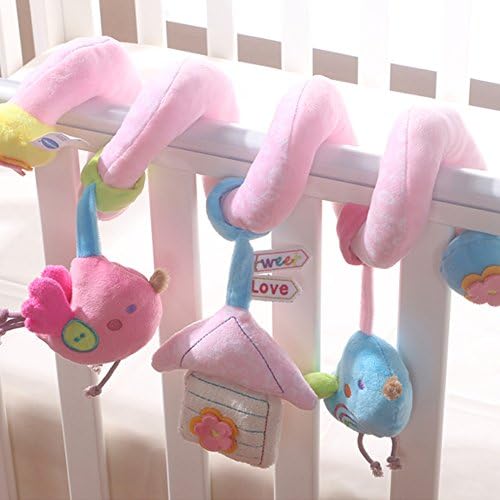 CdyBox Baby Bed Rattle Plush Toy Ring Sound Crib&amp; Stroller&amp; Car Seat Hanging Toy Bird