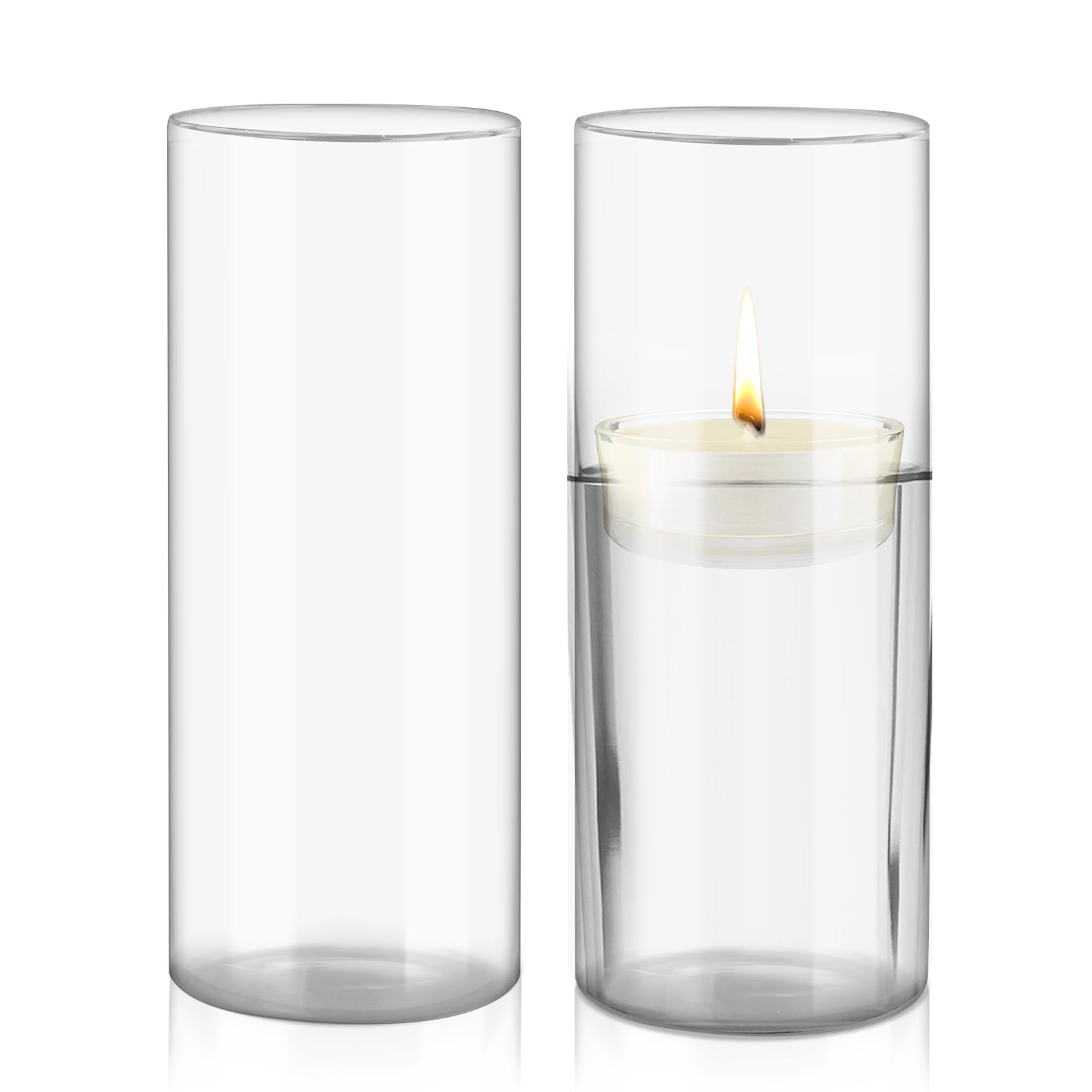 2 Pack Vase Glass, Flower Vases for Candles, Large Tall 30cm for Living Room