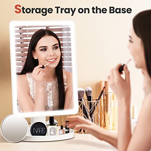 SOKEA Large Lighted Makeup Mirror - Portable Vanity Mirror with 88 LED Lights and Magnification, Lighted Vanity Mirror with 10X Magnifying Mirror, 3 Colors Lighting Modes, Stepless Dimming, Women Gift