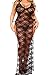 LamourLove Women's Lingerie Plus Size Halter Black Lace Sexy Robe High Split Long Gown Dress Set(XXX-Large)