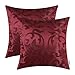 CaliTime Pack of 2 Throw Pillow Covers Cases for Couch Sofa Home Decoration Vintage Floral Two Tone Contrast Both Sides 18 X 18 Inches Burgundy